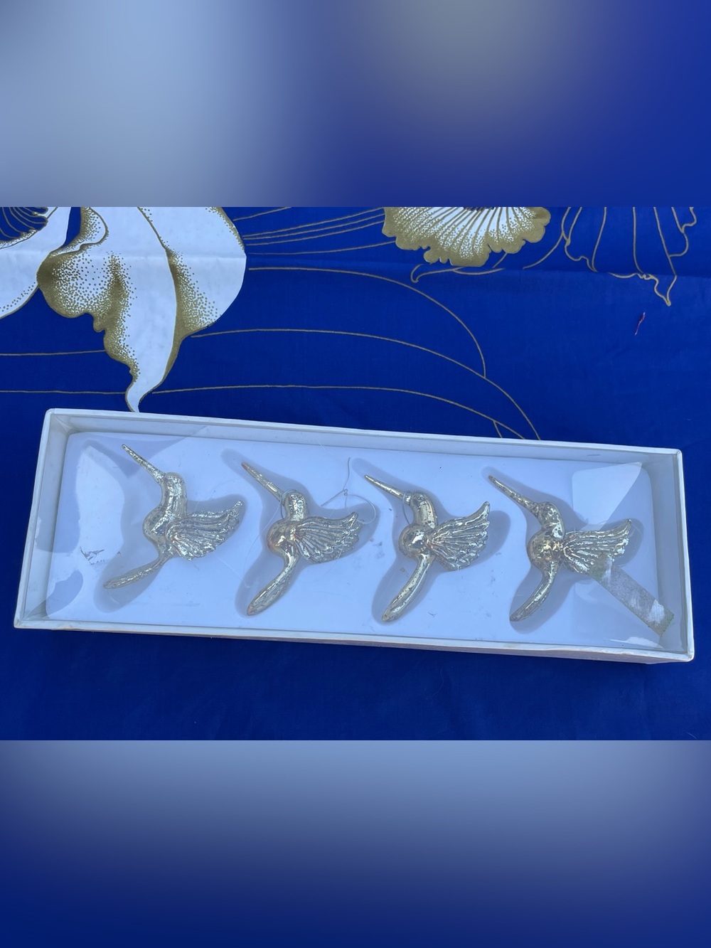 Gold Hummingbird Ornaments, Set of 4 ~ NEW IN BOX